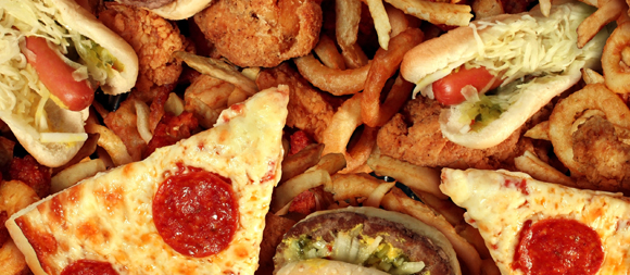 pizza+ sandwich + fries +fast food